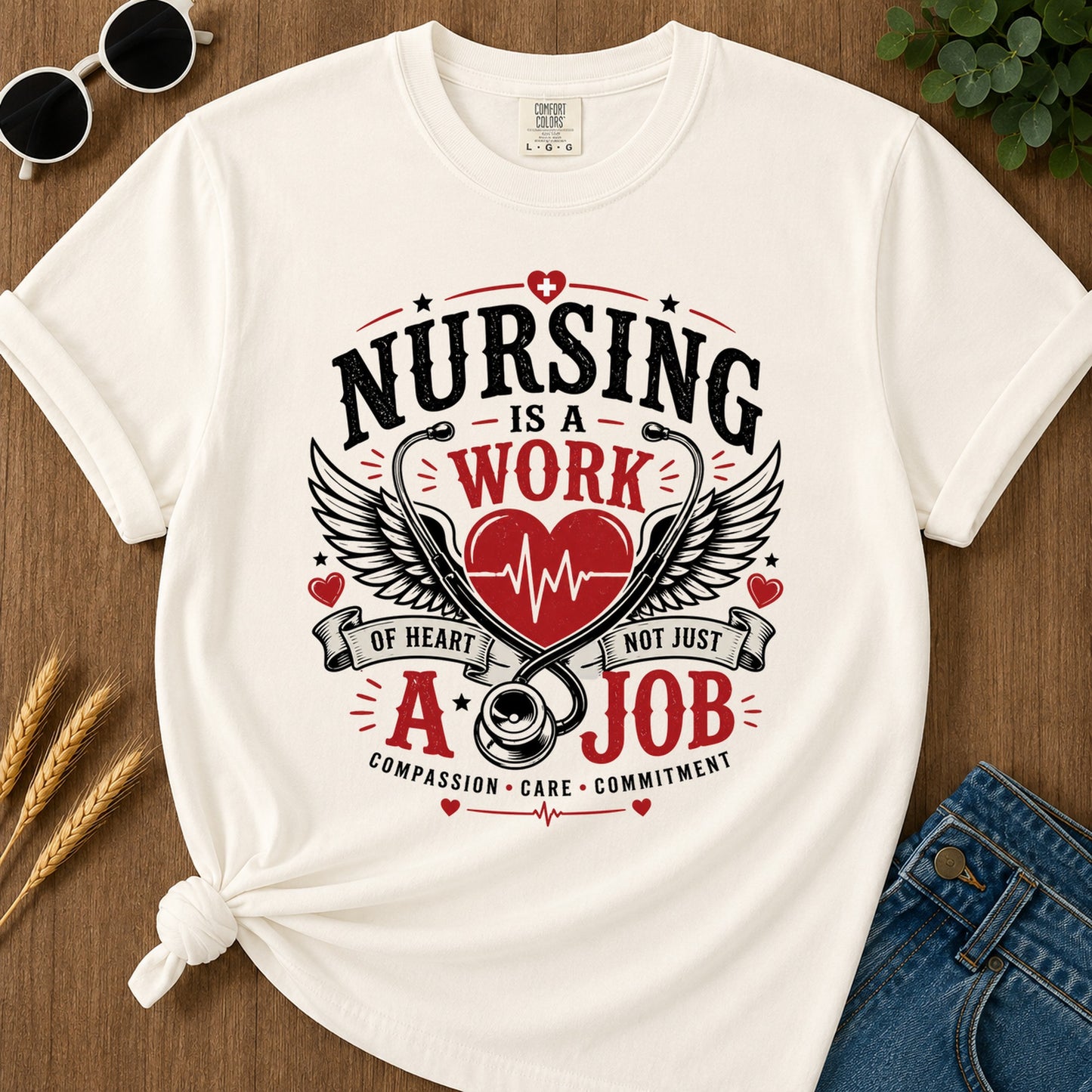 Nursing Is A Work T-Shirt - Ivory