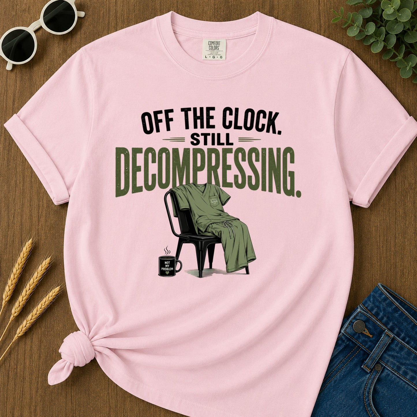 Off Clock Still Decompressing T-Shirt - Blossom