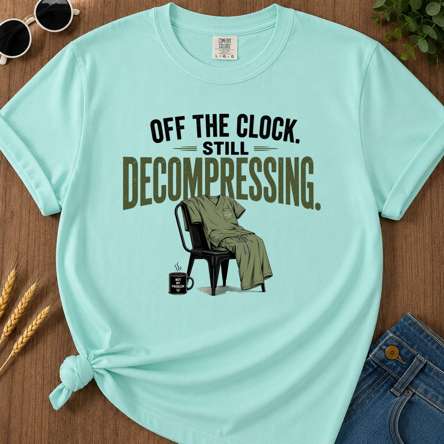 Off Clock Still Decompressing T-Shirt - Chalky Mint
