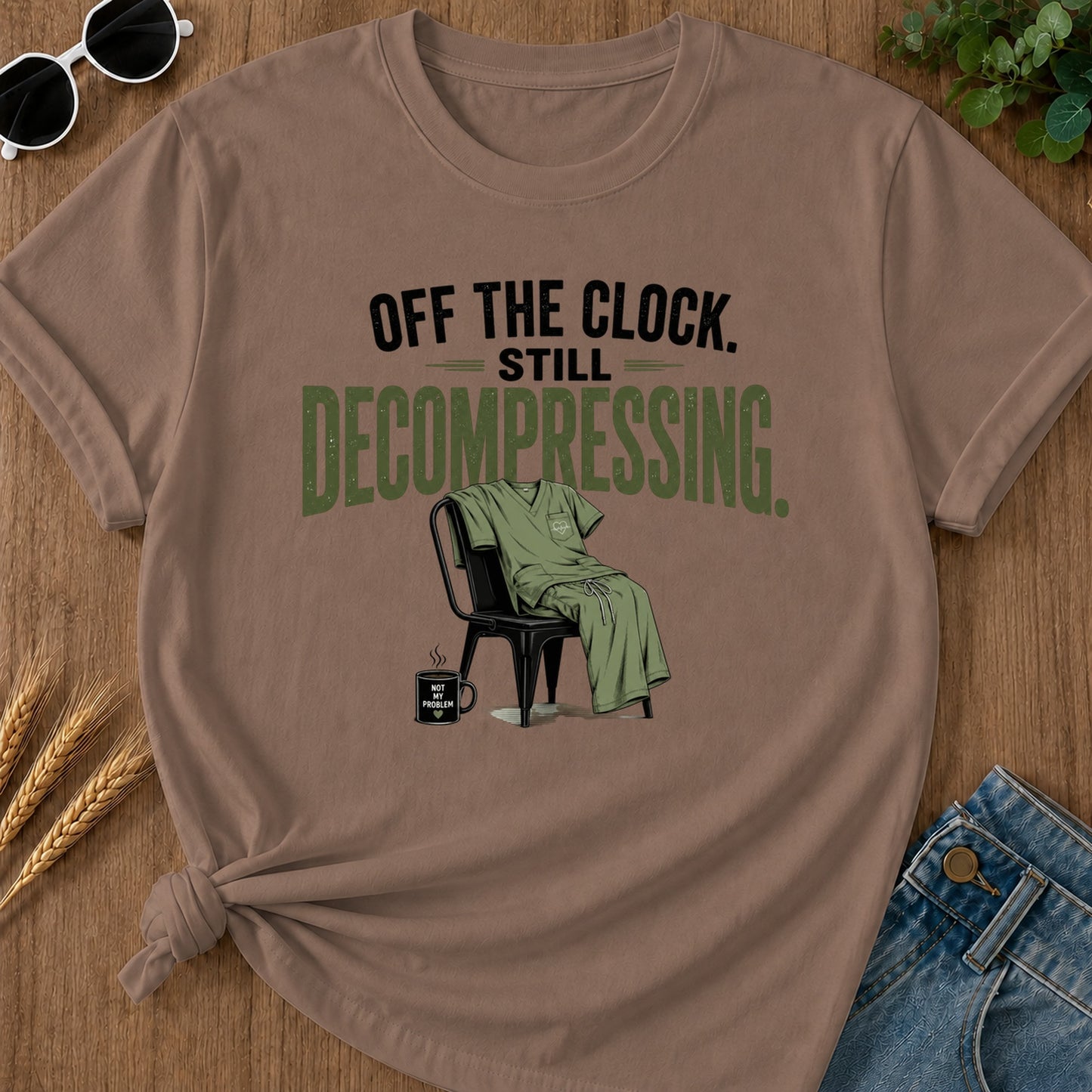 Off Clock Still Decompressing T-Shirt - Espresso