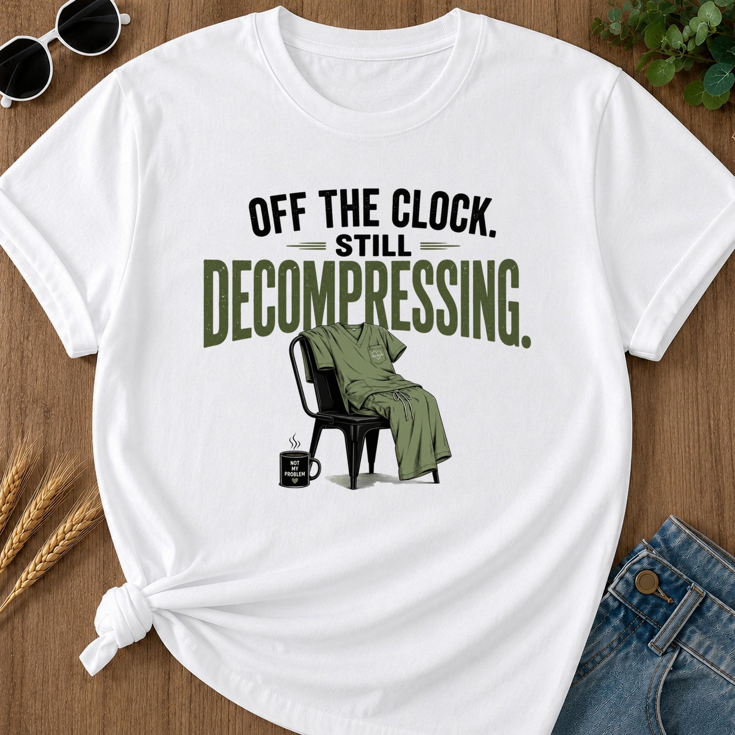 Off Clock Still Decompressing T-Shirt - White