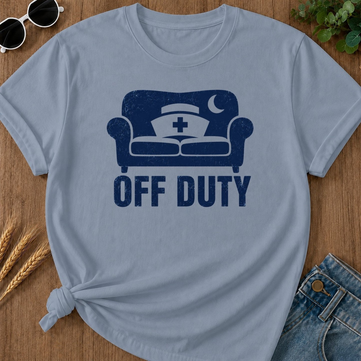 Off Duty T-shirt - Blue Jean Mockup