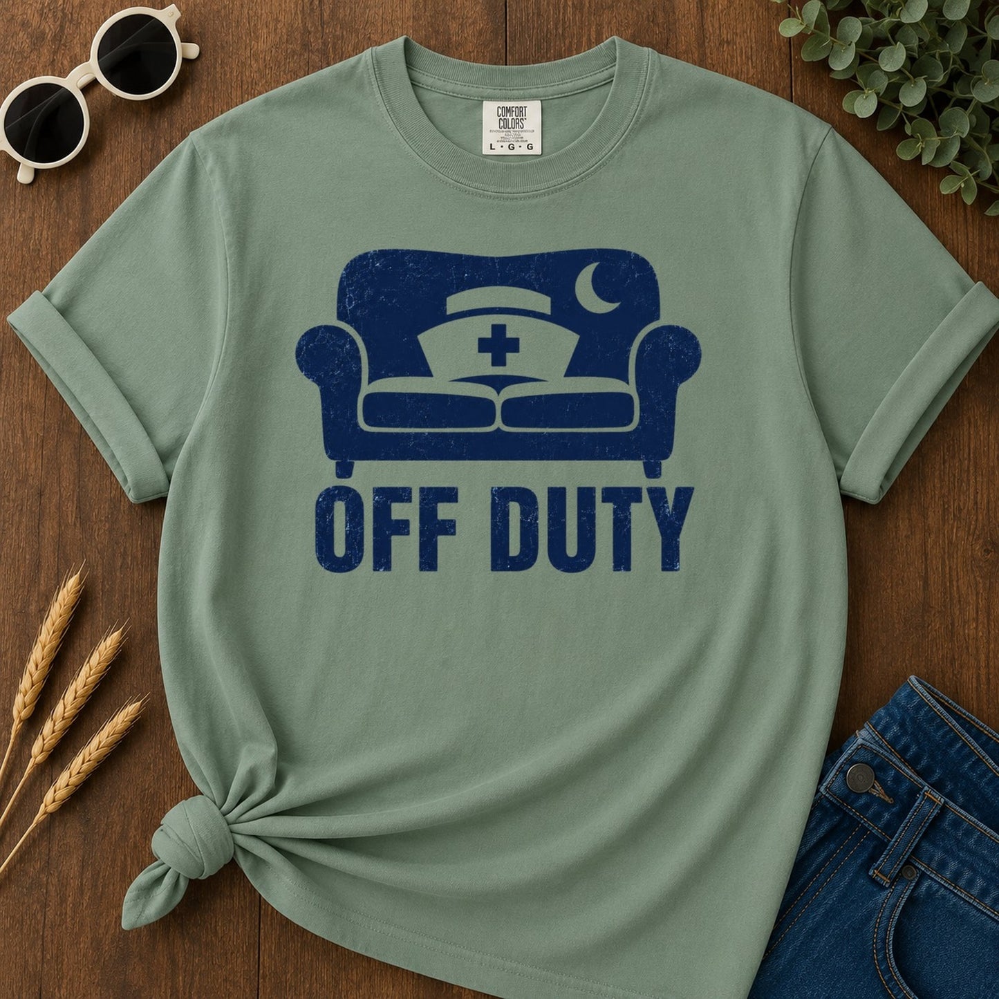 Off Duty T-shirt - Light Green Mockup