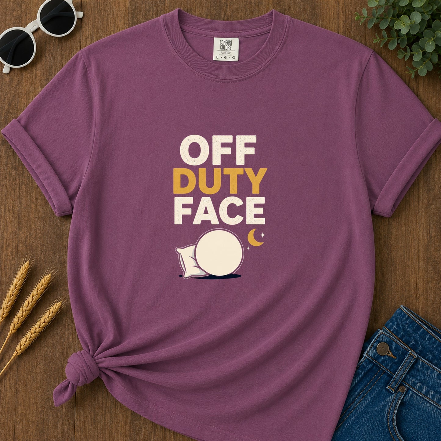 Off Duty Face Pillow T-Shirt - Berry