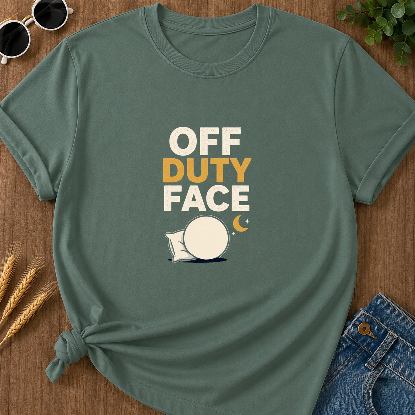 Off Duty Face Pillow T-Shirt - Blue Spruce