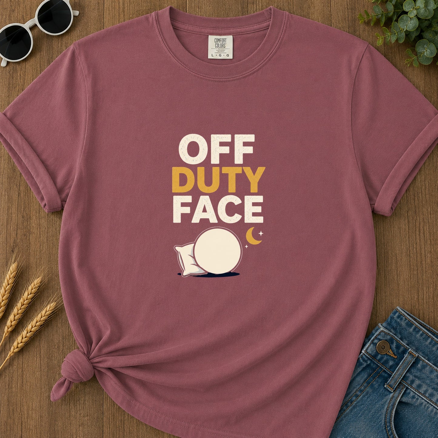 Off Duty Face Pillow T-Shirt - Brick