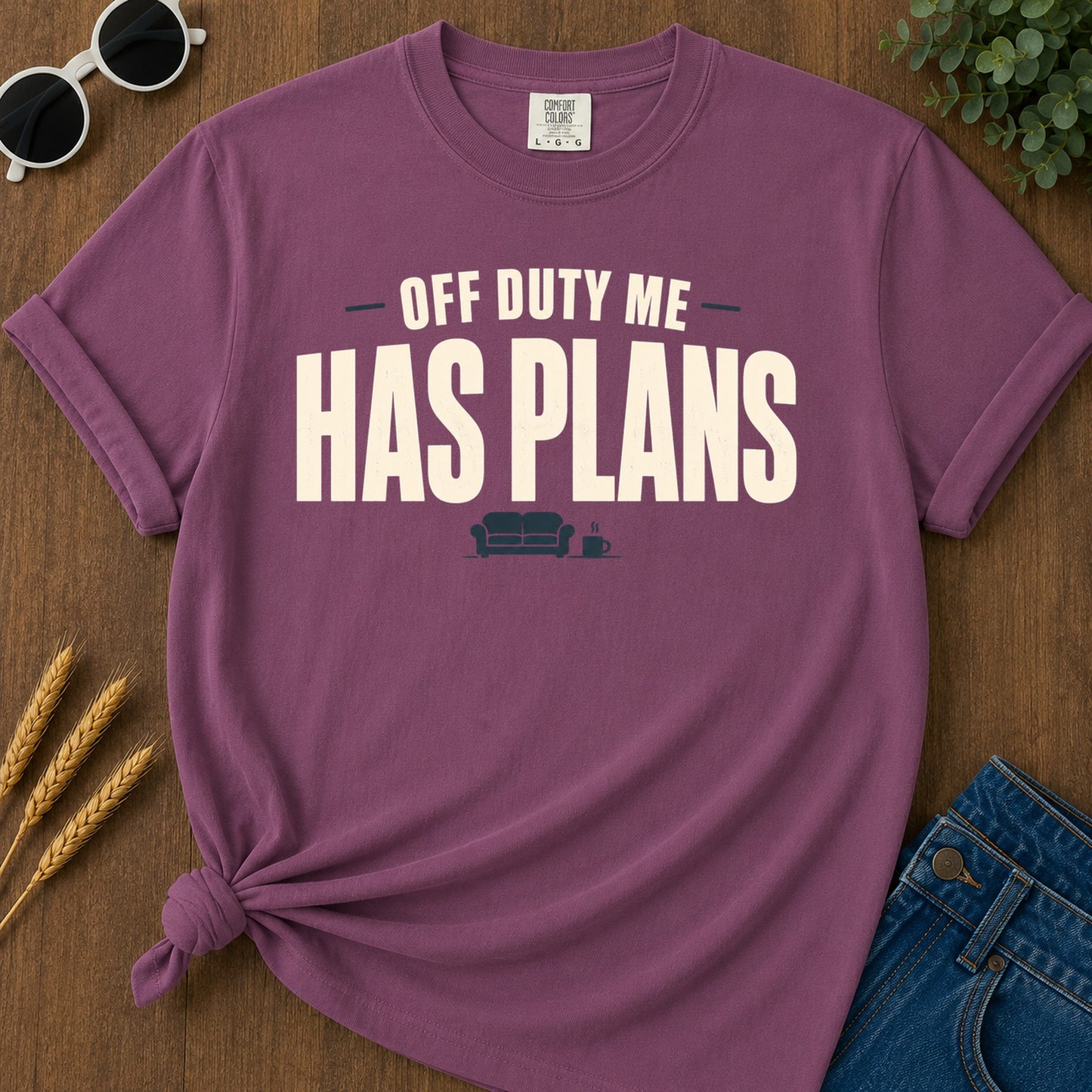 Off Duty Has Plans T-Shirt - Berry