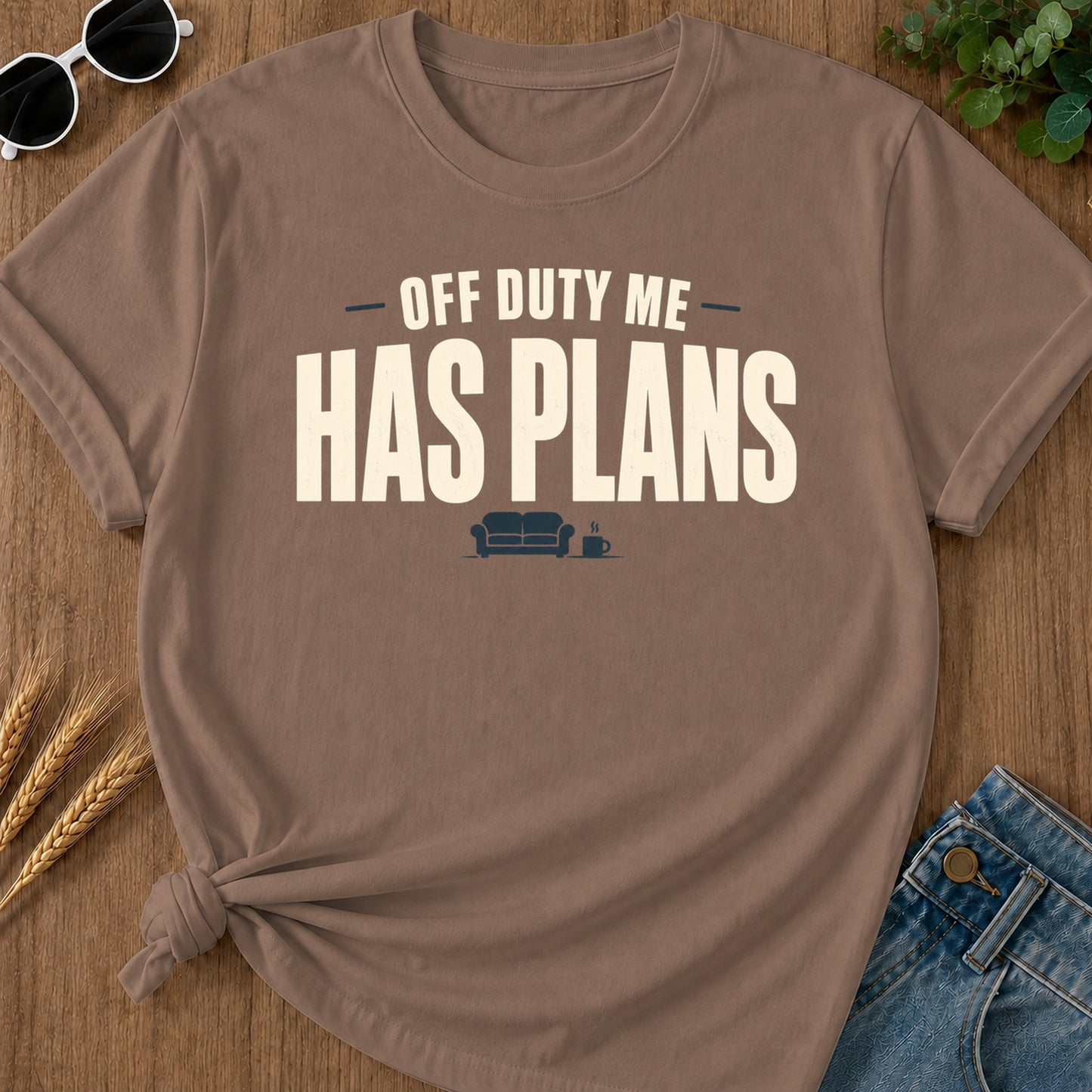 Off Duty Has Plans T-Shirt - Espresso