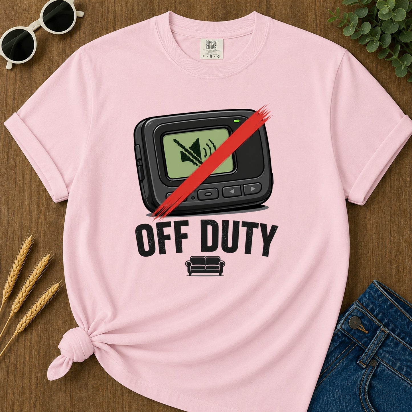 Off Duty Pager T-Shirt - Blossom