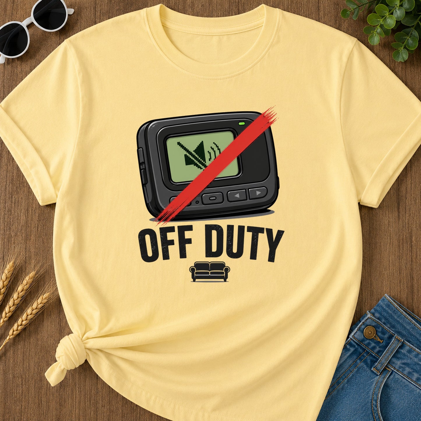 Off Duty Pager T-Shirt - Butter