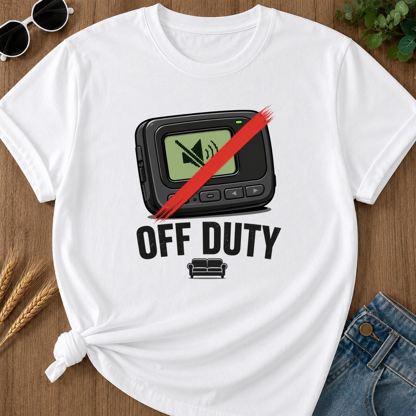 Off Duty Pager T-Shirt - White