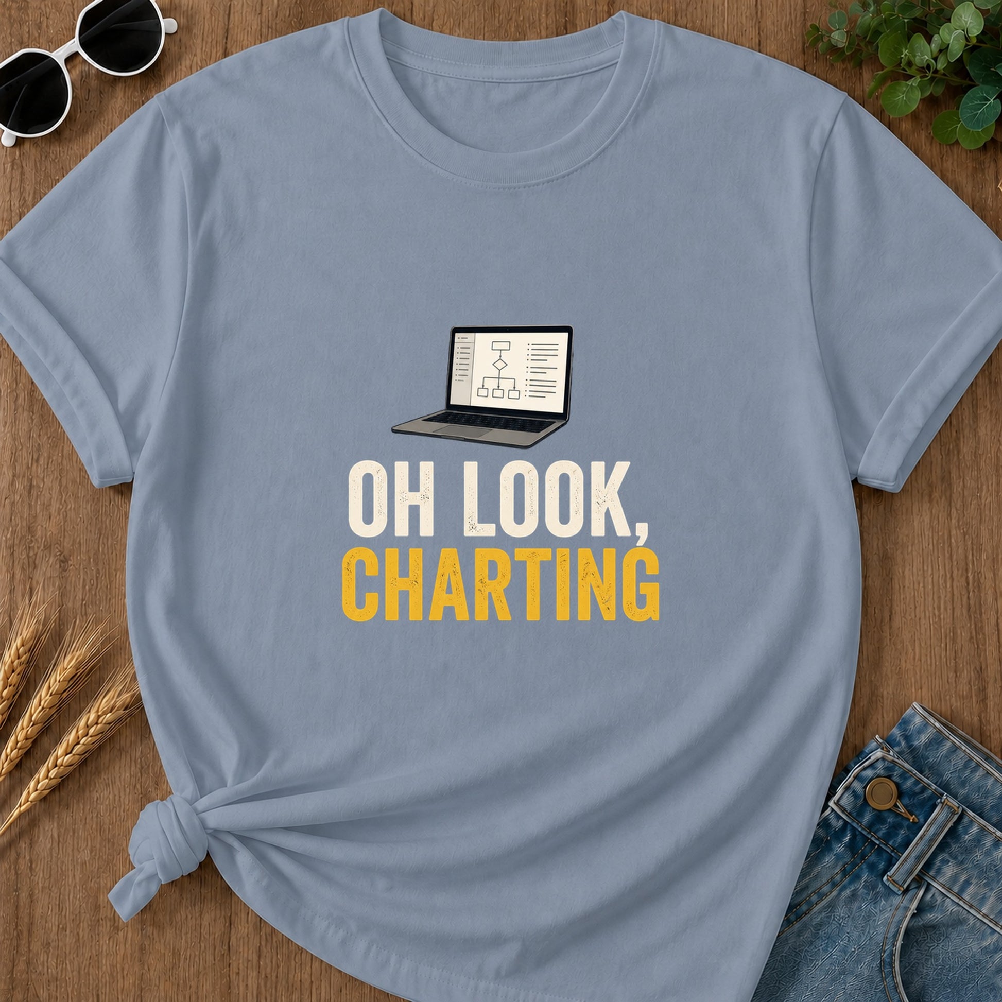 Oh Look Charting T-Shirt - Blue Jean
