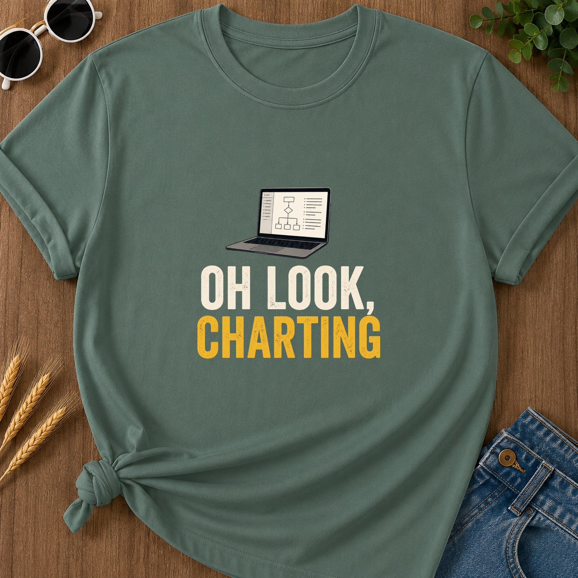 Oh Look Charting T-Shirt - Blue Spruce