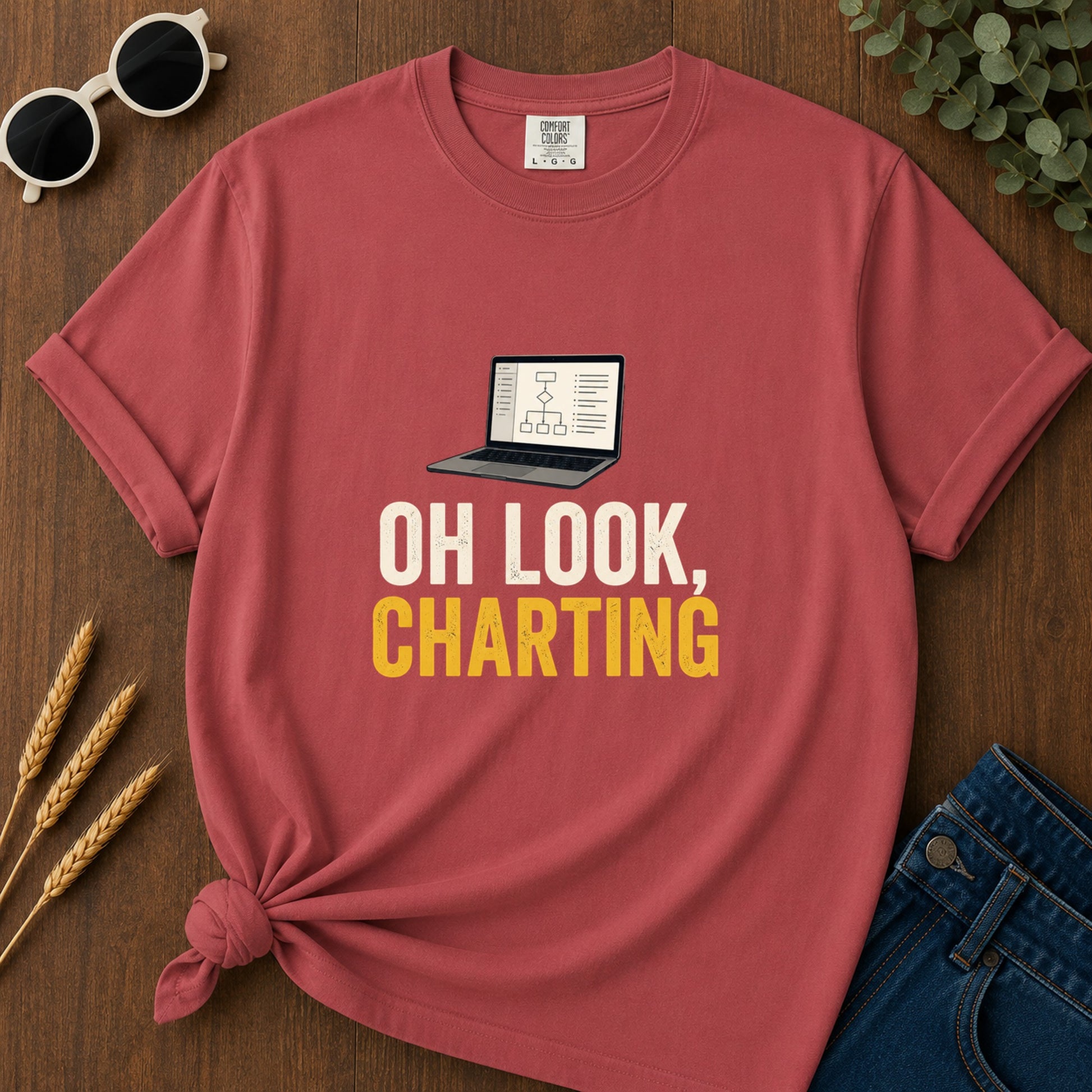 Oh Look Charting T-Shirt - Crimson