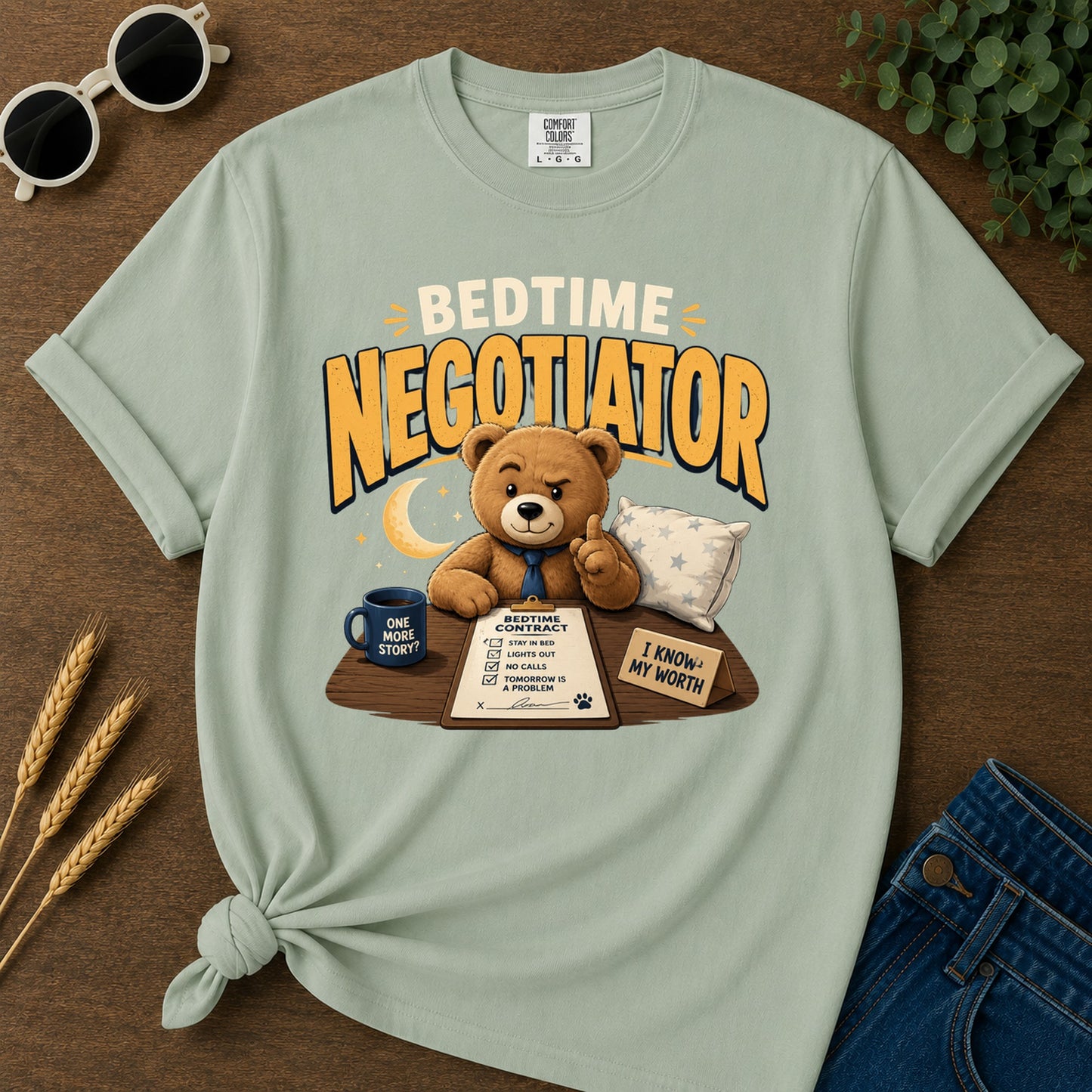 One Bedtime Contract More Stay Inbed I Know Story Lightsout T-Shirt - Bay