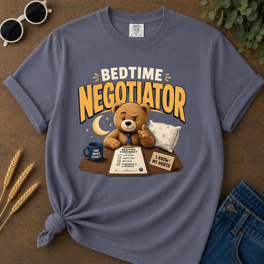 One Bedtime Contract More Stay Inbed I Know Story Lightsout T-Shirt - Navy