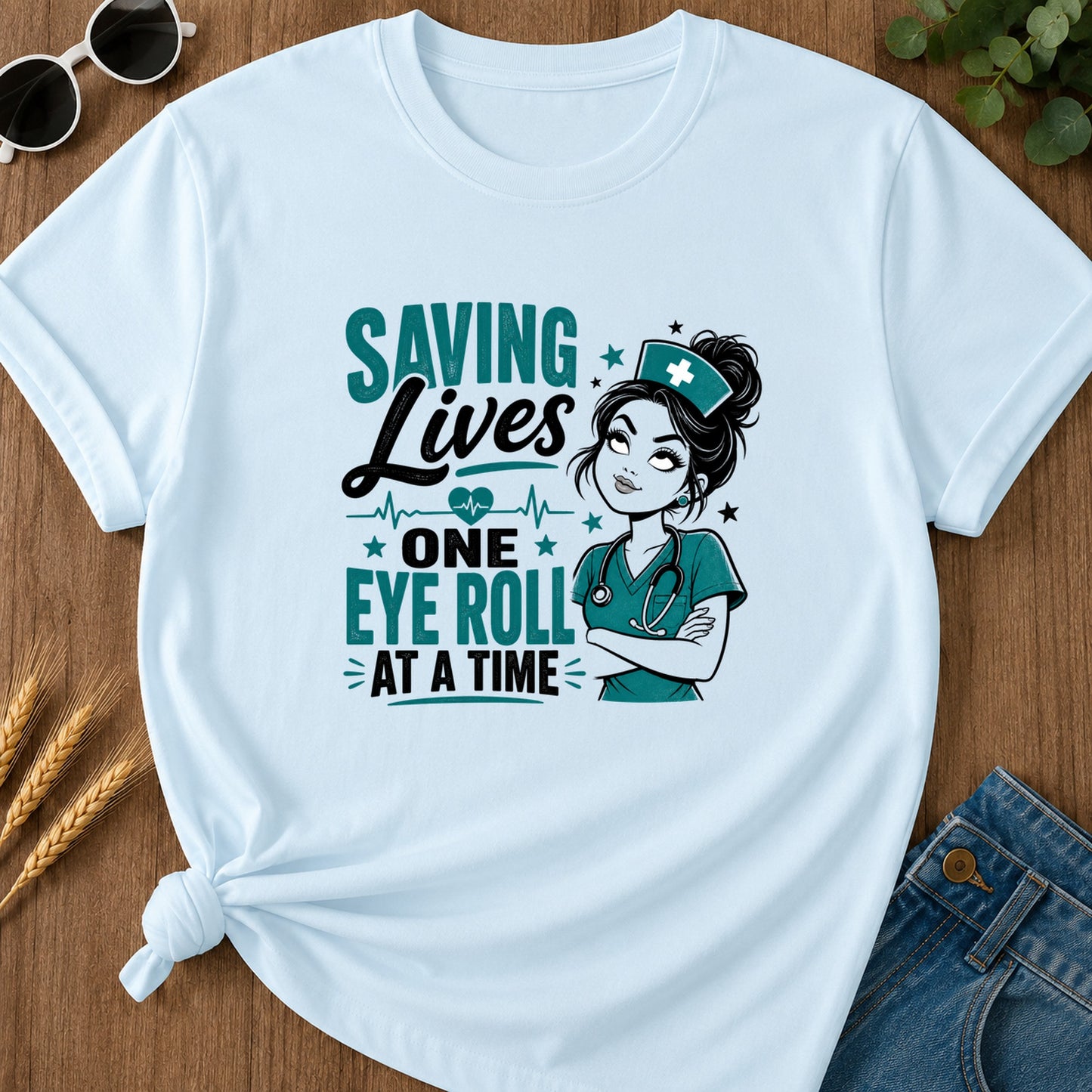 One Eye Roll At A Time T-Shirt - Chambray