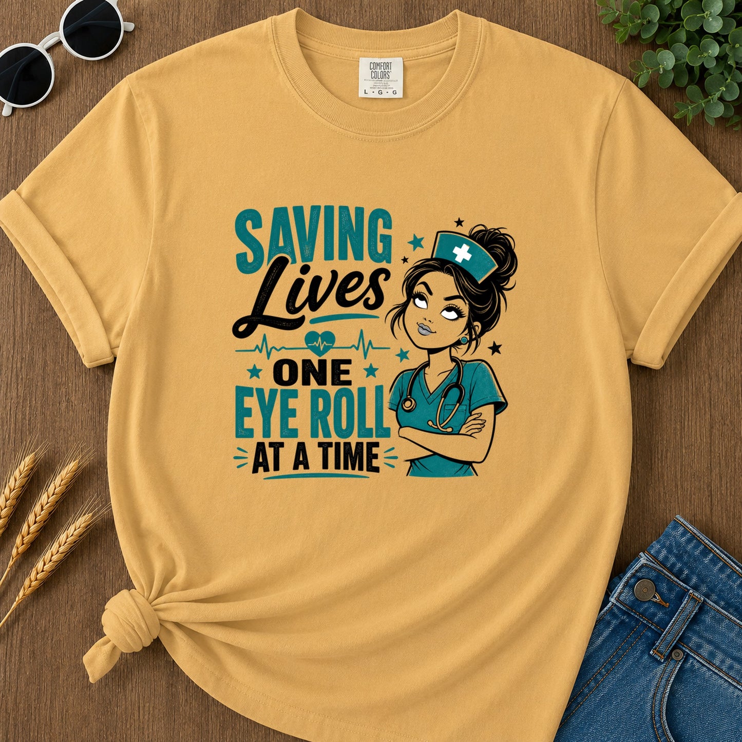 One Eye Roll At A Time T-Shirt - Mustard