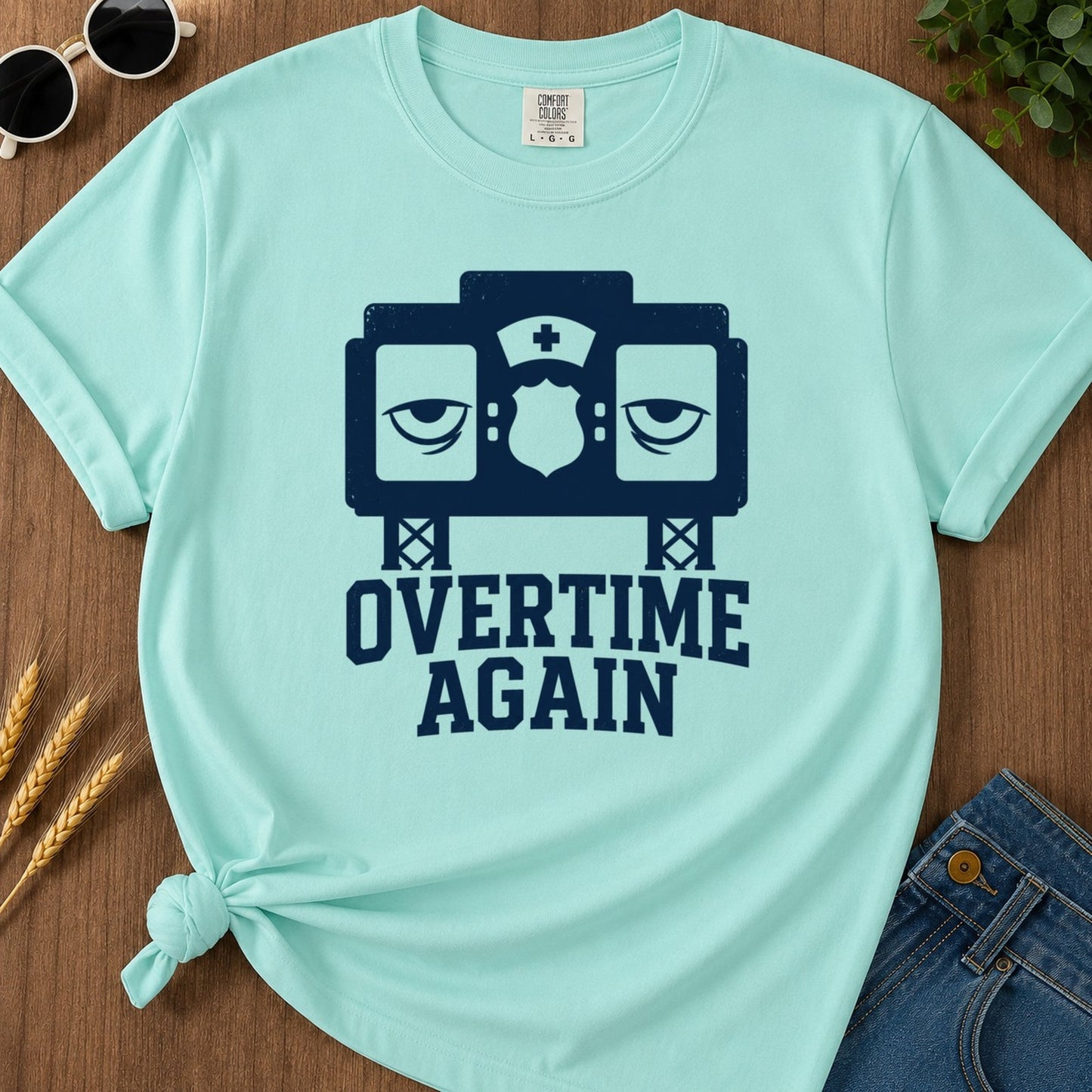 Overtime Again T-shirt - Chalky Mint Mockup