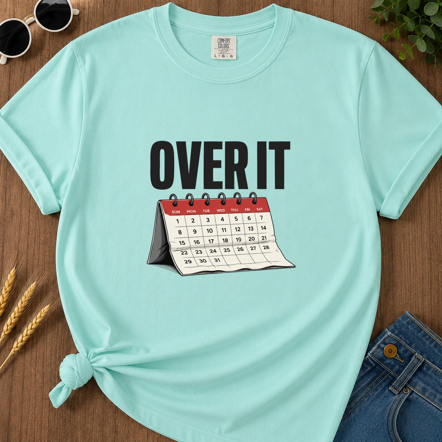 Overtime Calendar T-Shirt - Chalky Mint