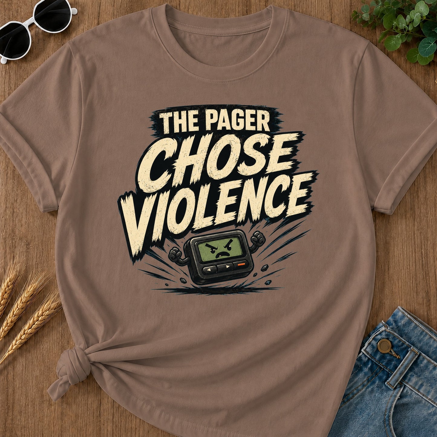 Pager Chose Violence T-Shirt - Espresso