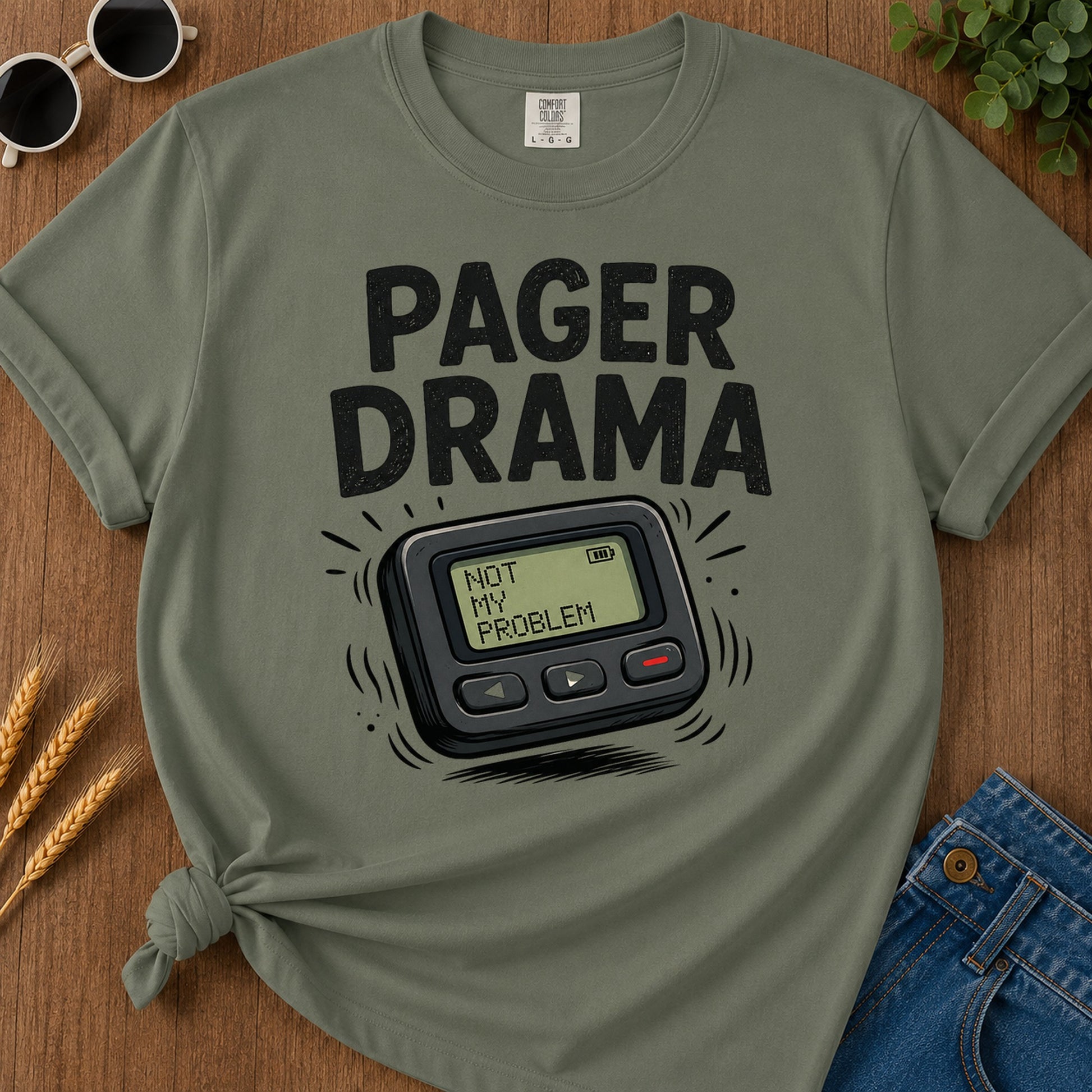 Pager Drama T-Shirt - Moss