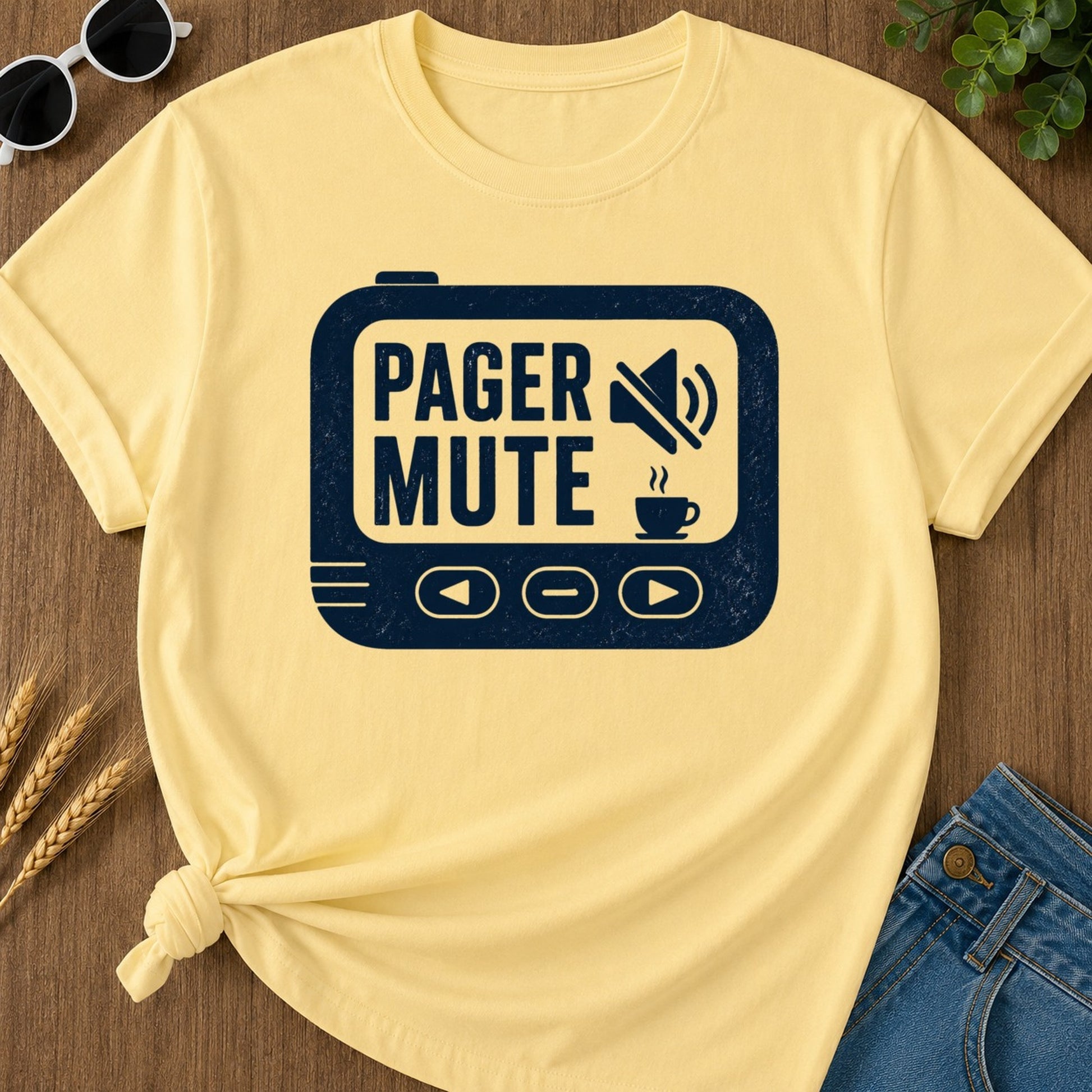Pager Mute T-shirt - Butter Mockup