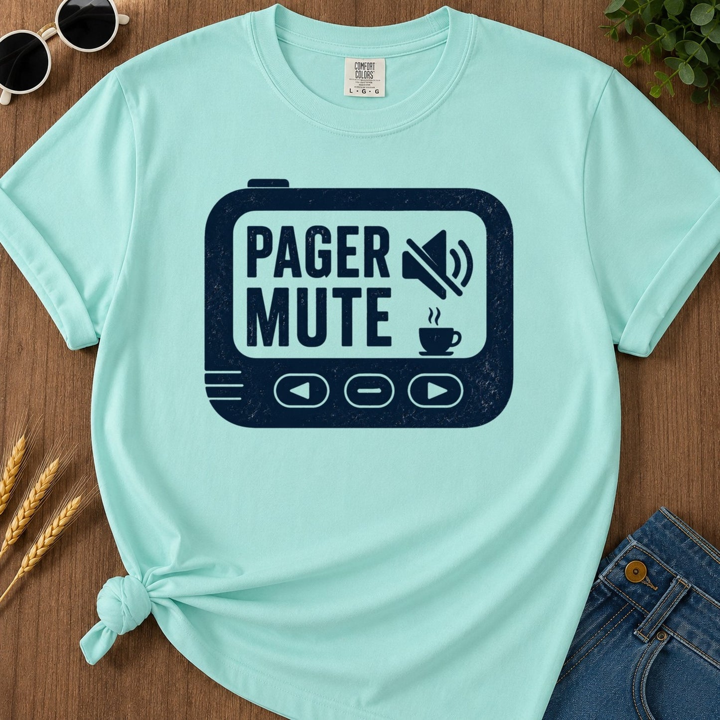 Pager Mute T-shirt - Chalky Mint Mockup