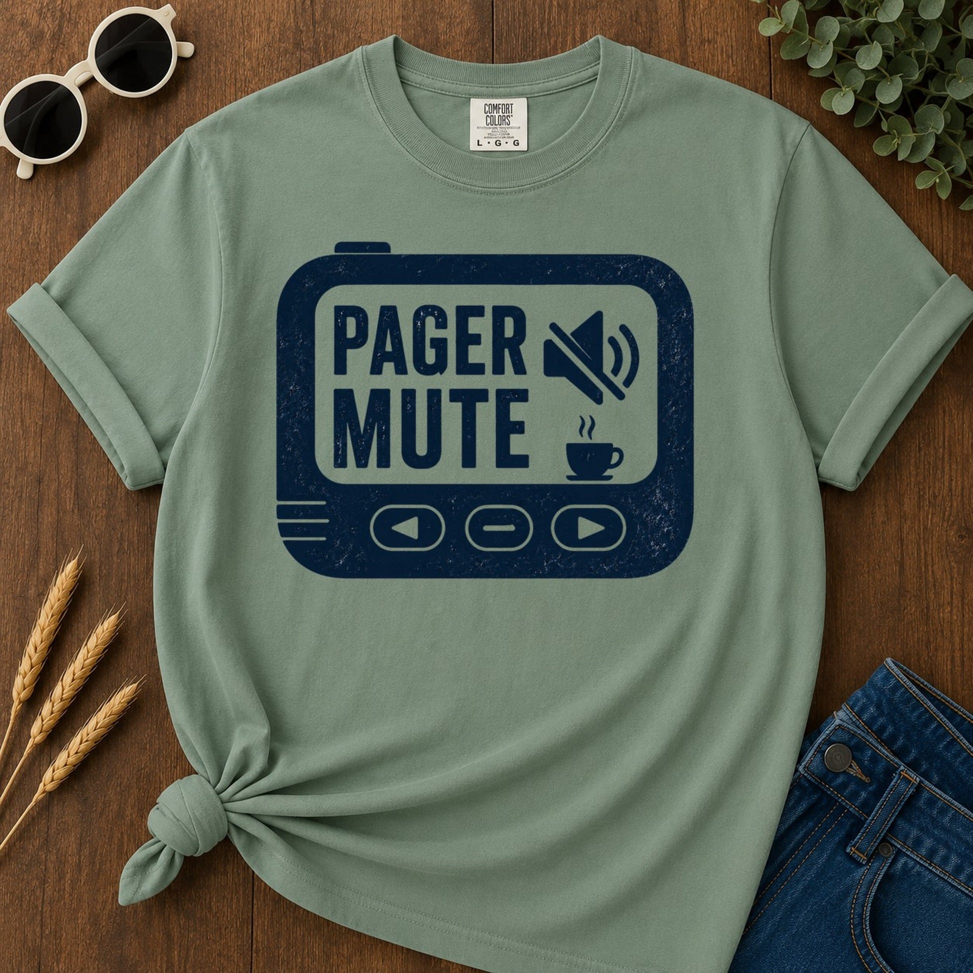 Pager Mute T-shirt - Light Green Mockup