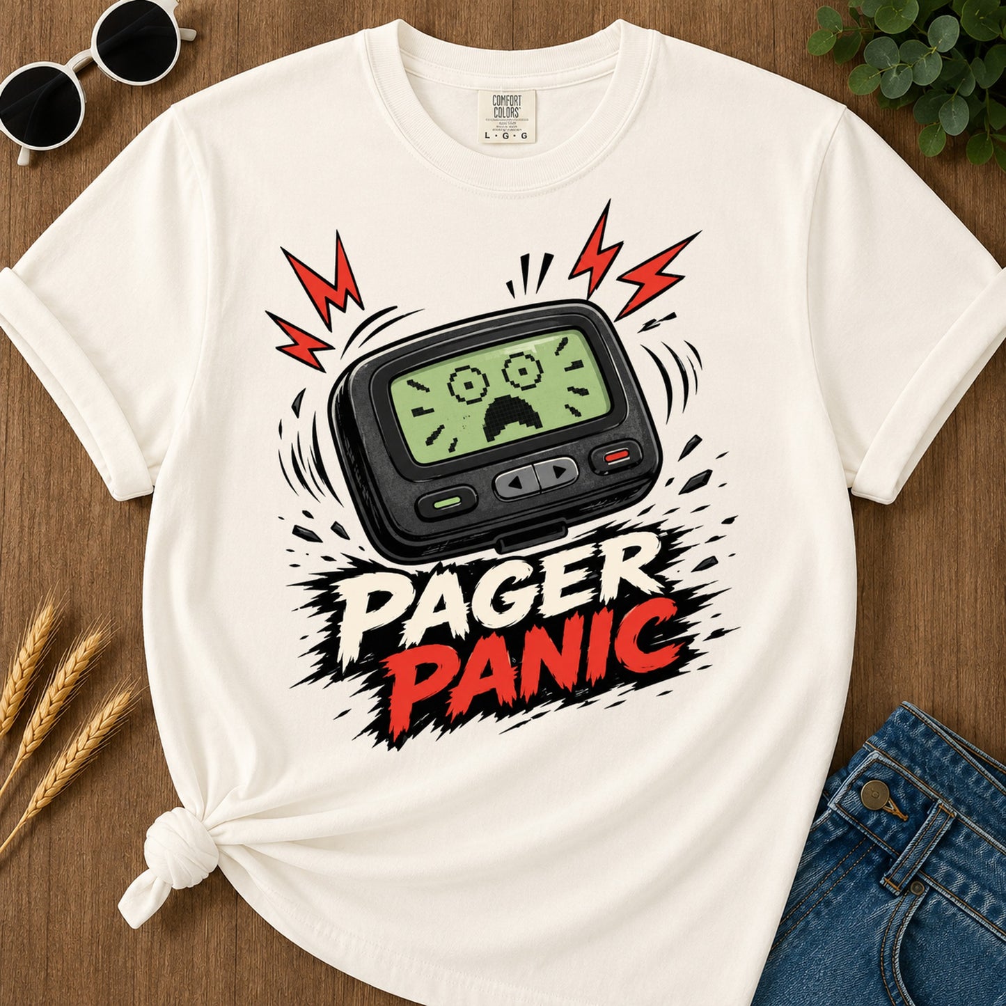 Pager Panic T-Shirt - Ivory