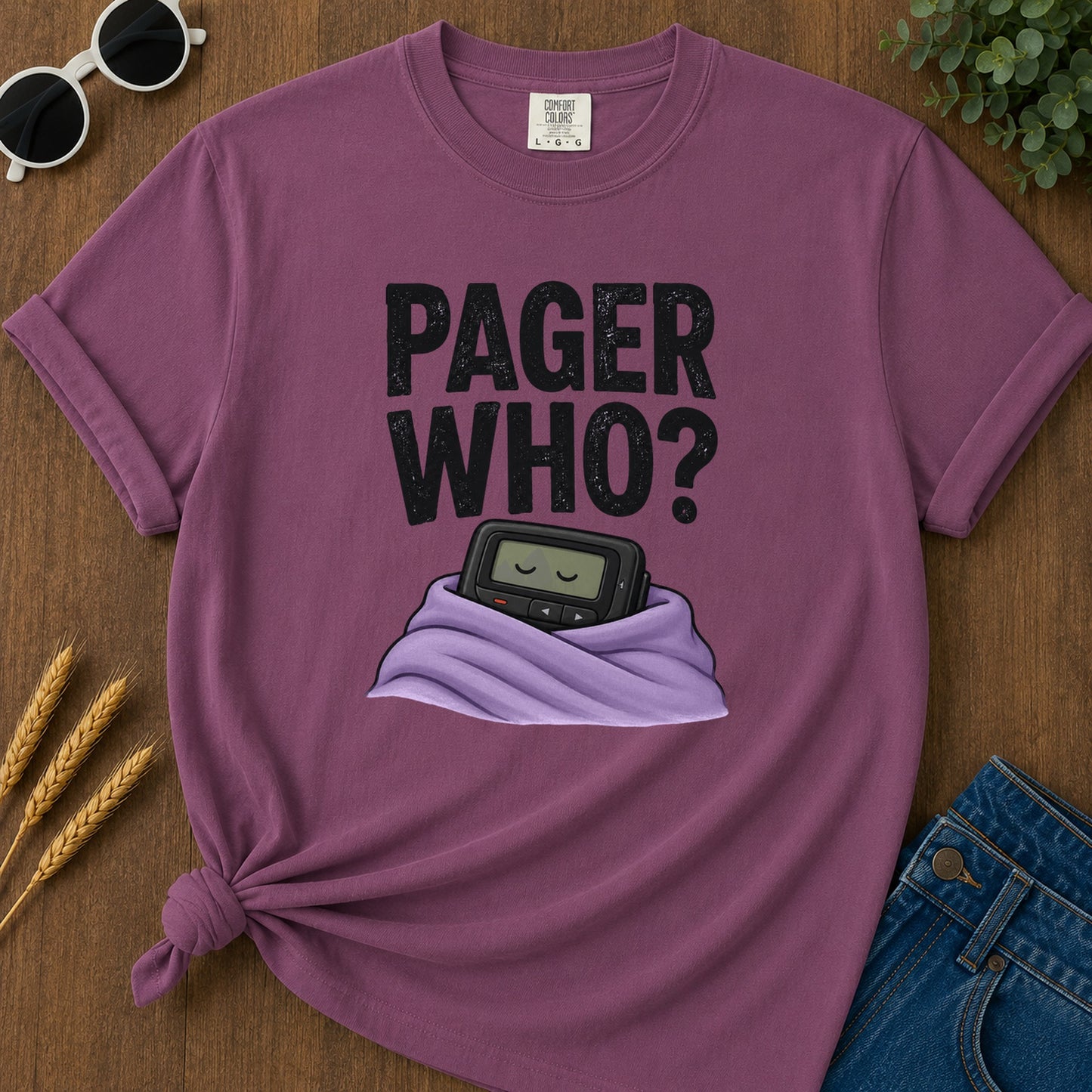 Pager Who T-Shirt - Berry