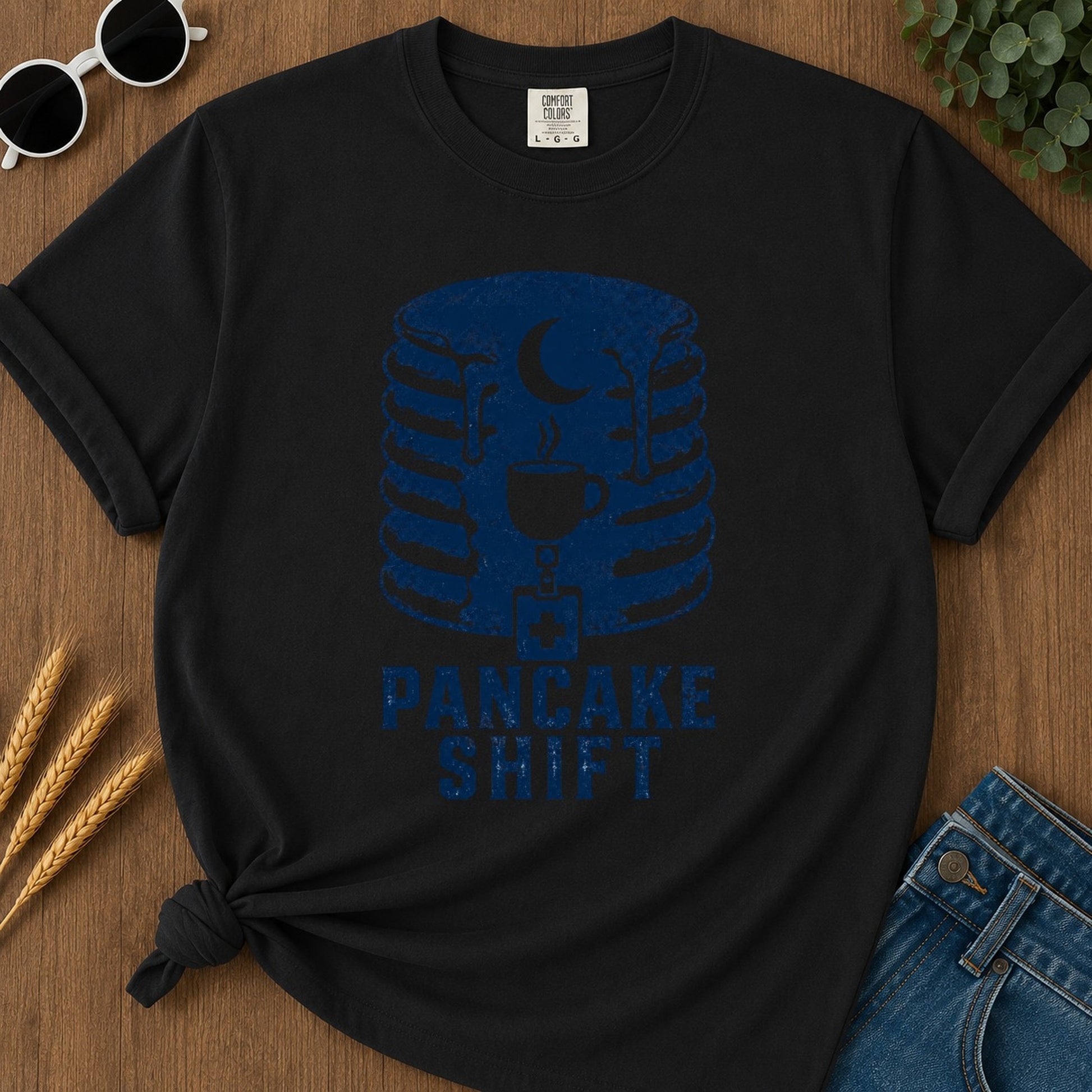 Pancake Shift T-shirt - Black Mockup
