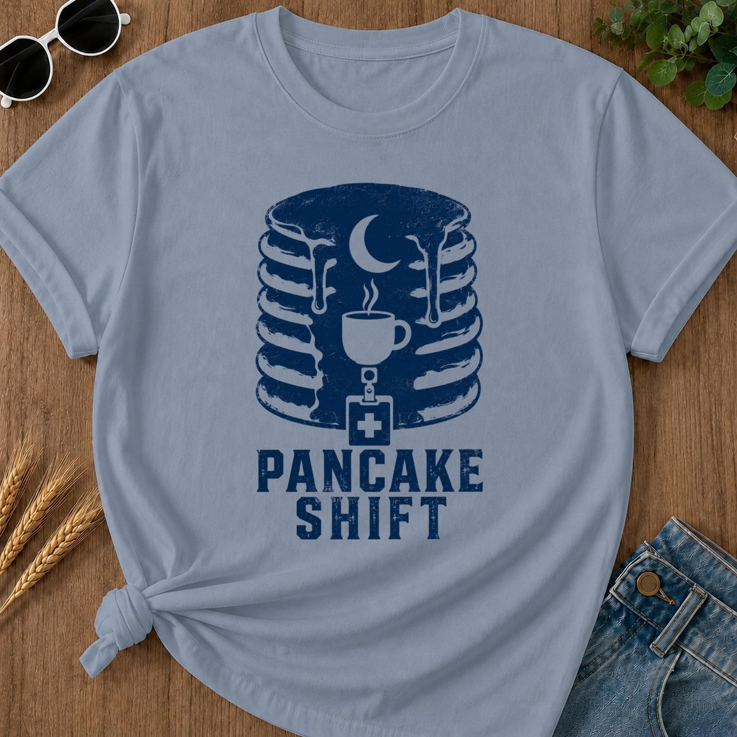 Pancake Shift T-shirt - Blue Jean Mockup