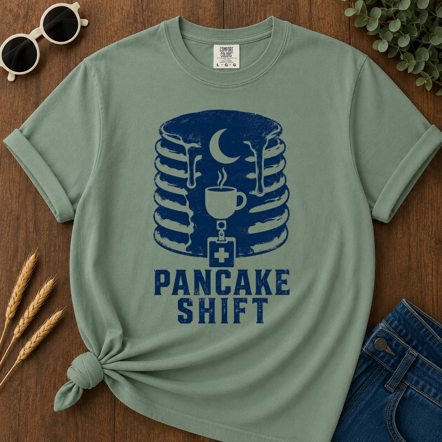 Pancake Shift T-shirt - Light Green Mockup