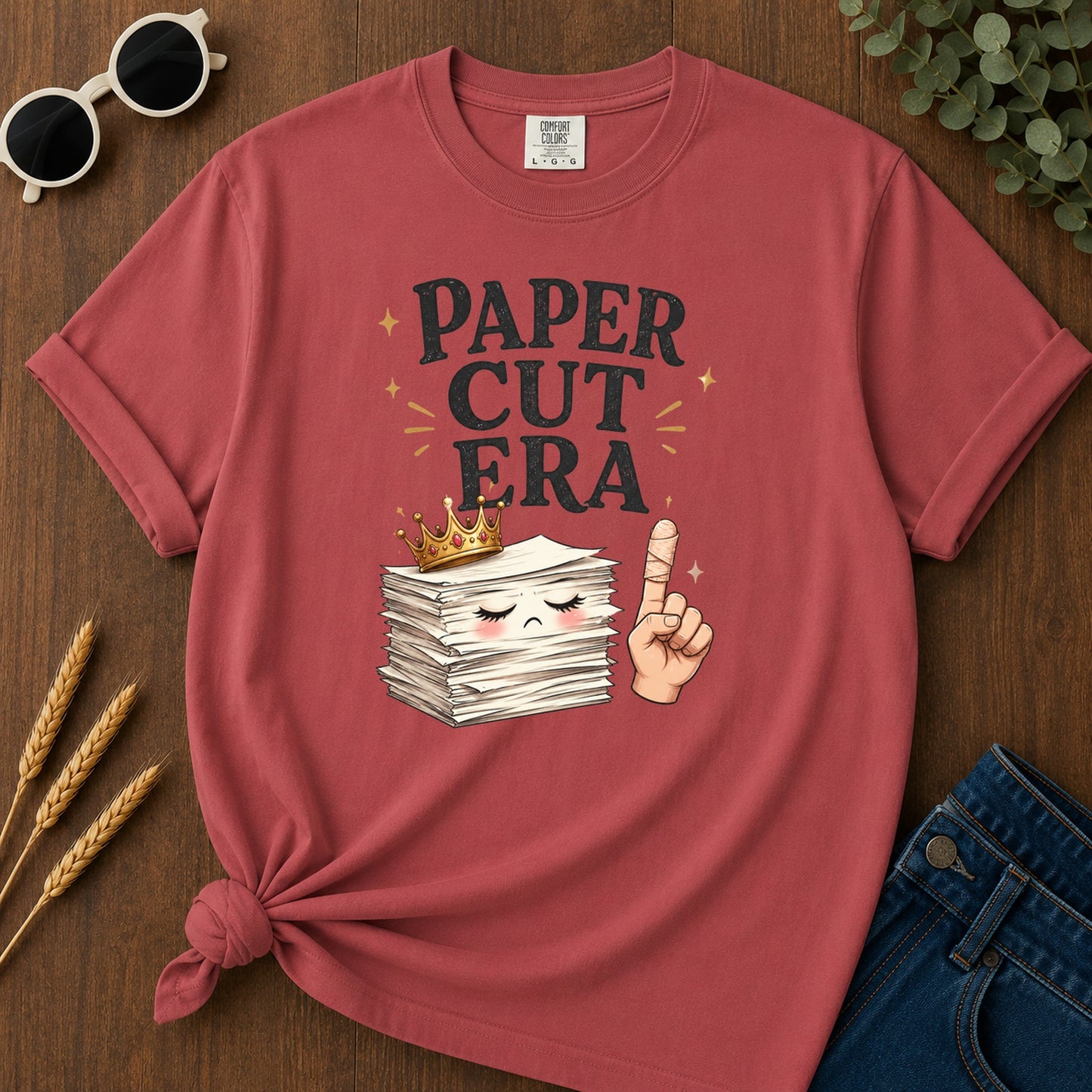 Paper Cut Era T-Shirt - Crimson