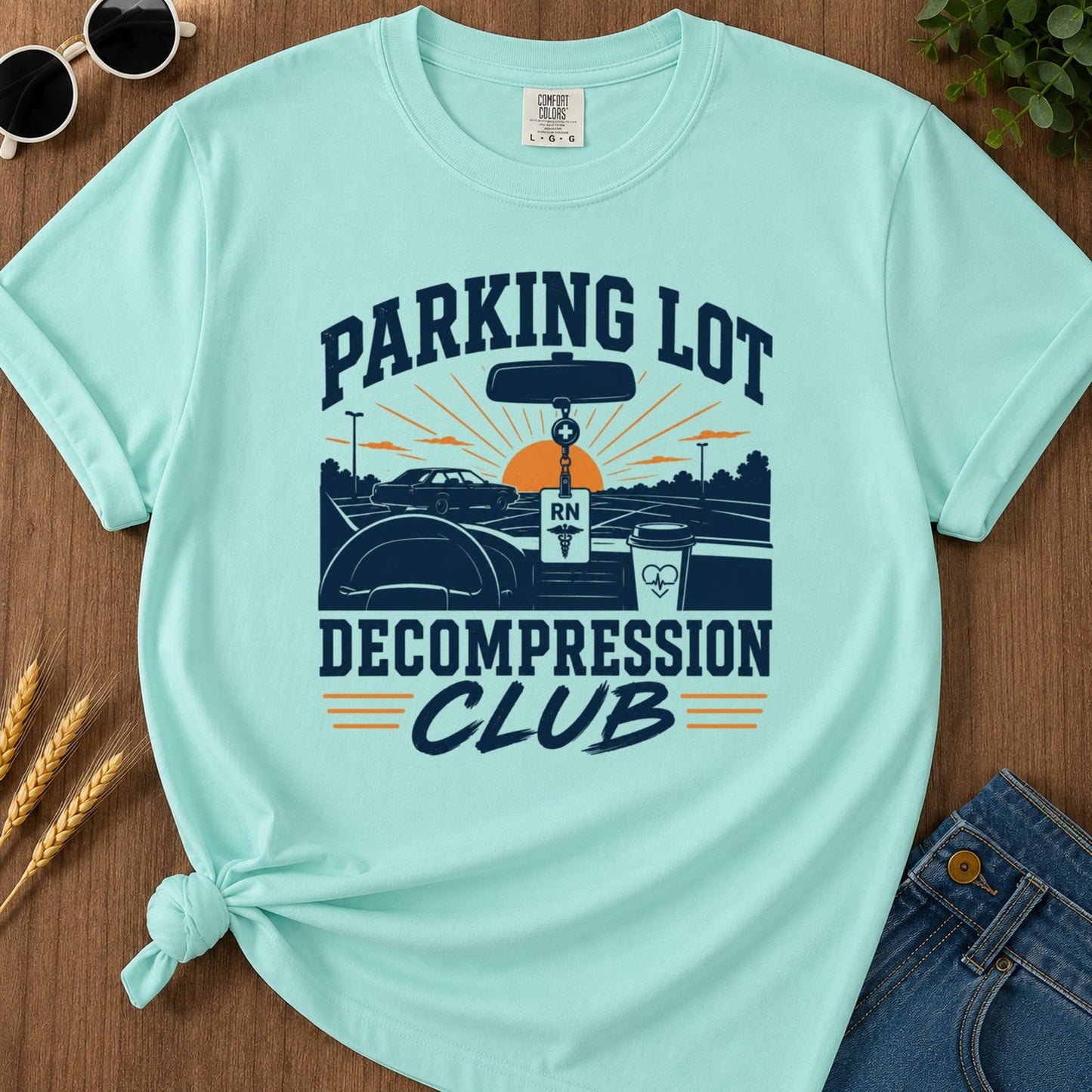 Parking Decompression T-shirt - Chalky Mint Mockup