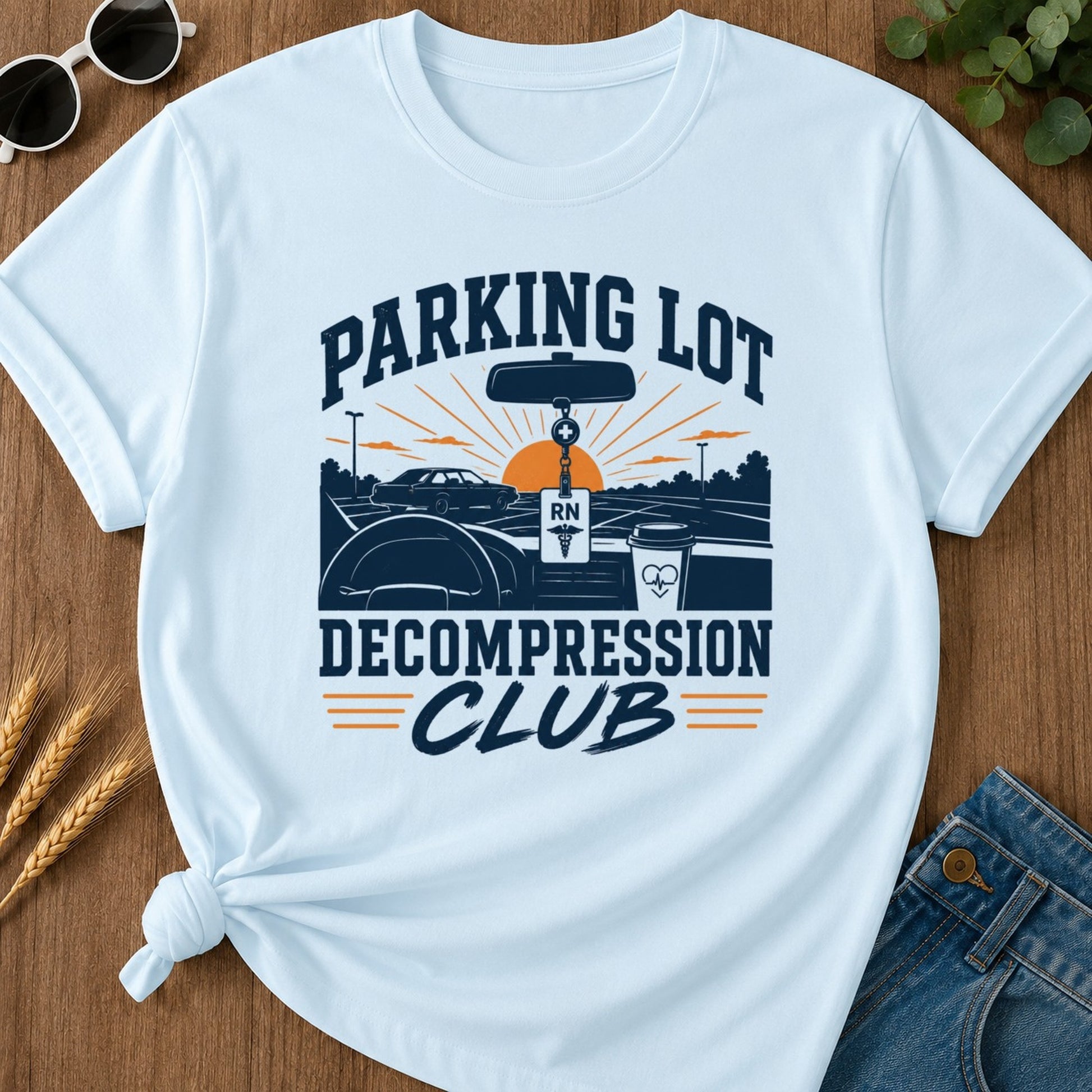 Parking Decompression T-shirt - Chambray Mockup