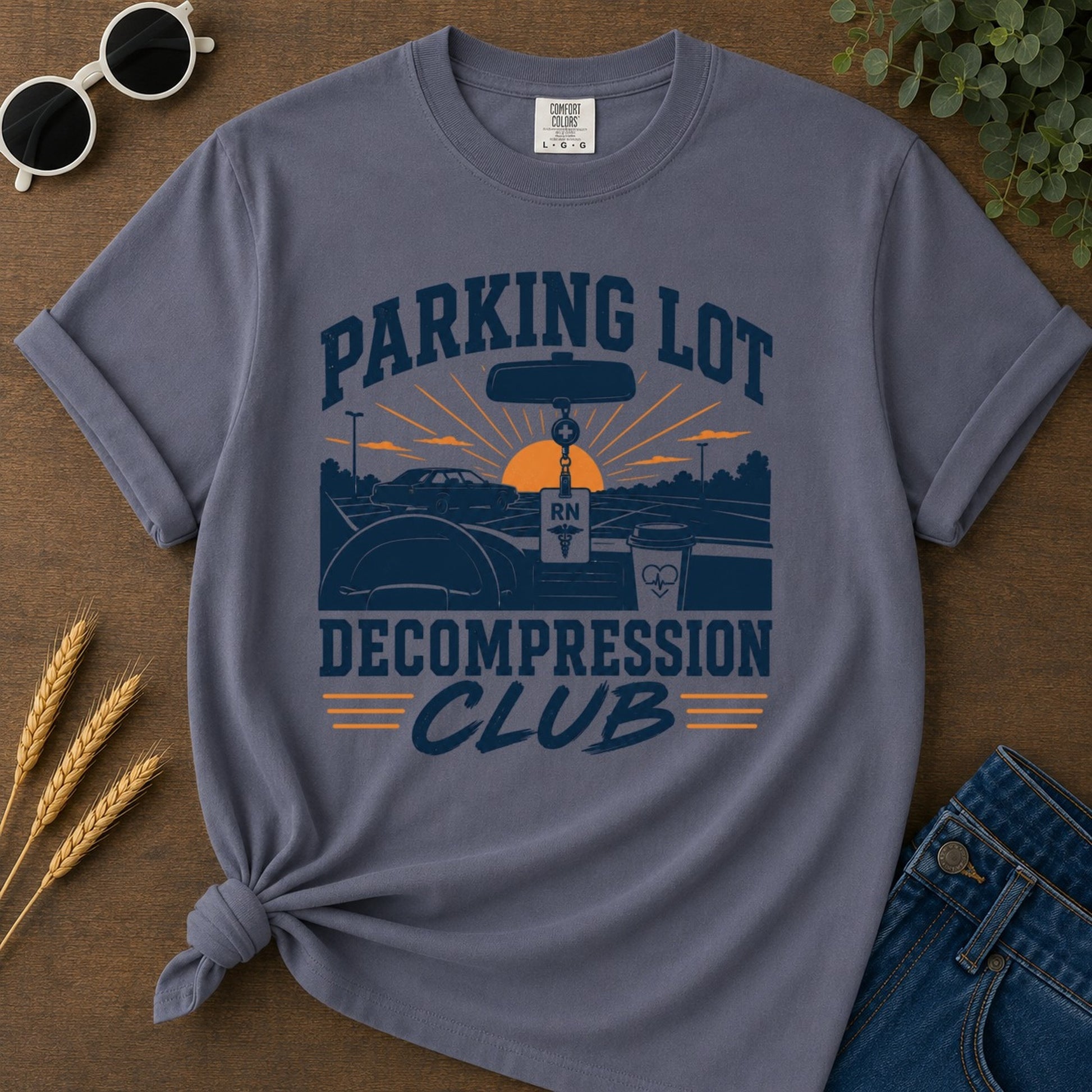 Parking Decompression T-shirt - Navy Mockup