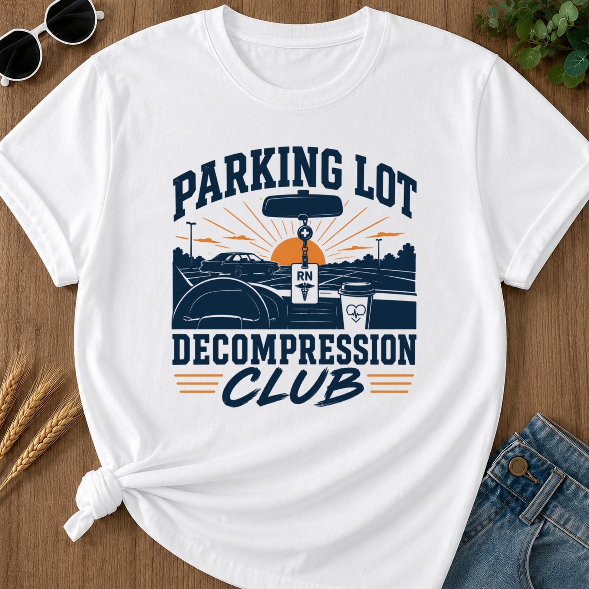 Parking Decompression T-shirt - White Mockup