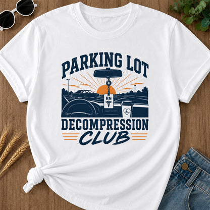 Parking Decompression T-shirt - White Mockup