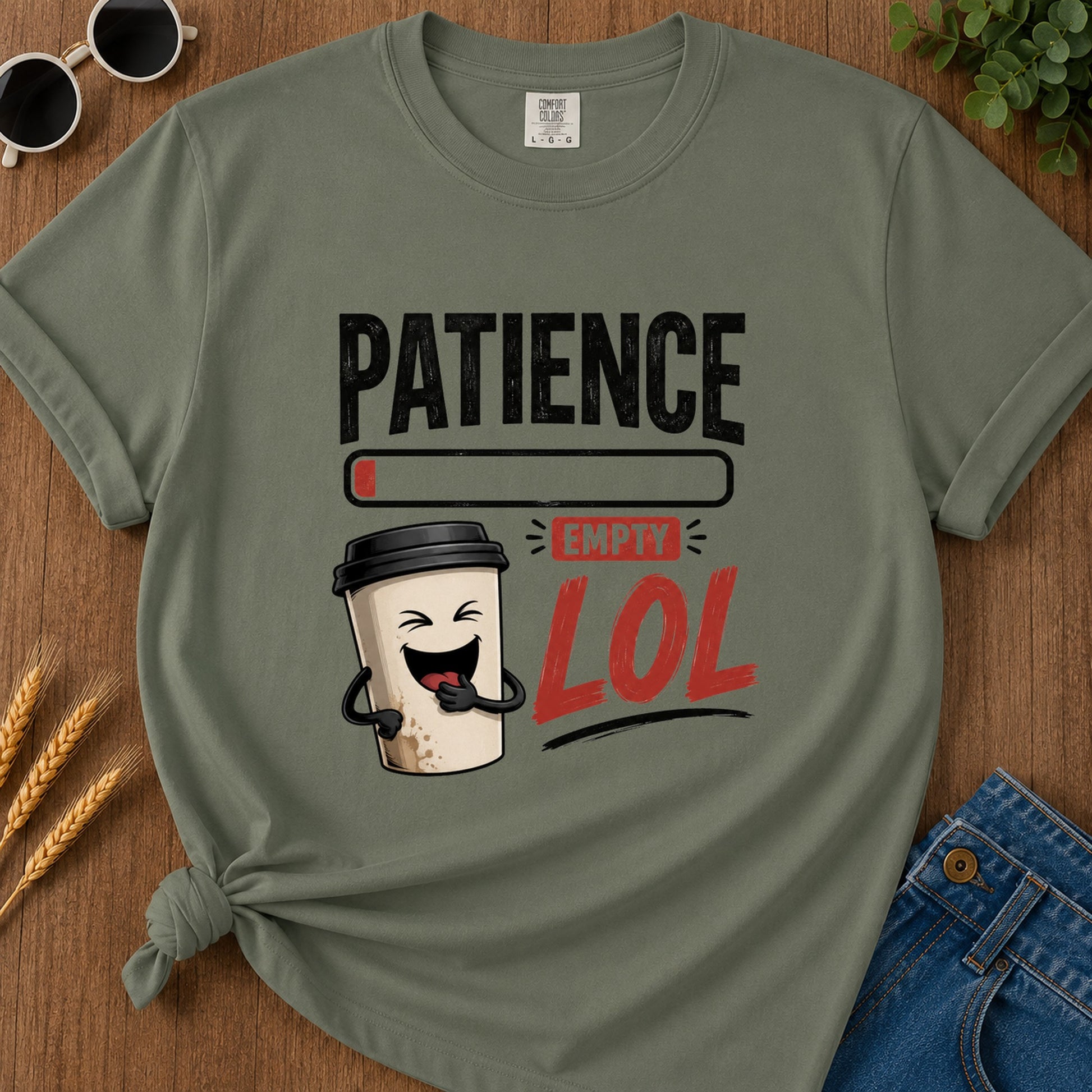Patience Empty Lol T-Shirt - Moss