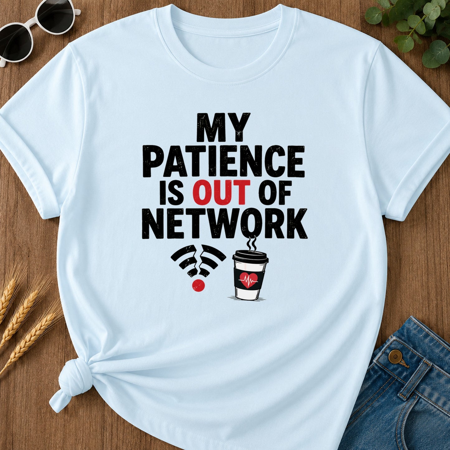 Patience Out Of Network T-Shirt - Chambray