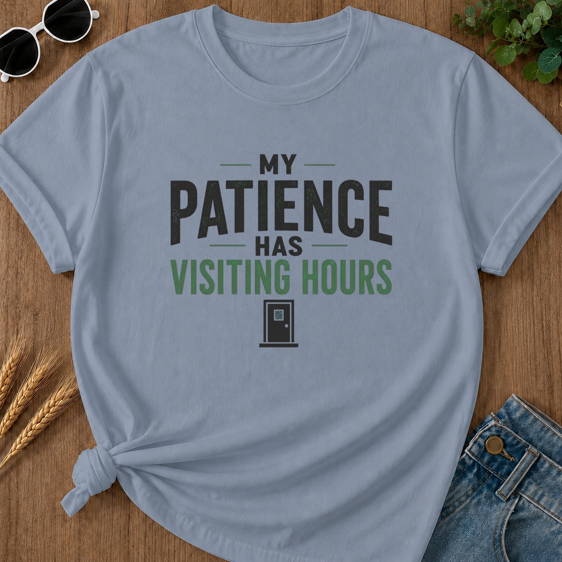 Patience Visiting Hours T-Shirt - Blue Jean