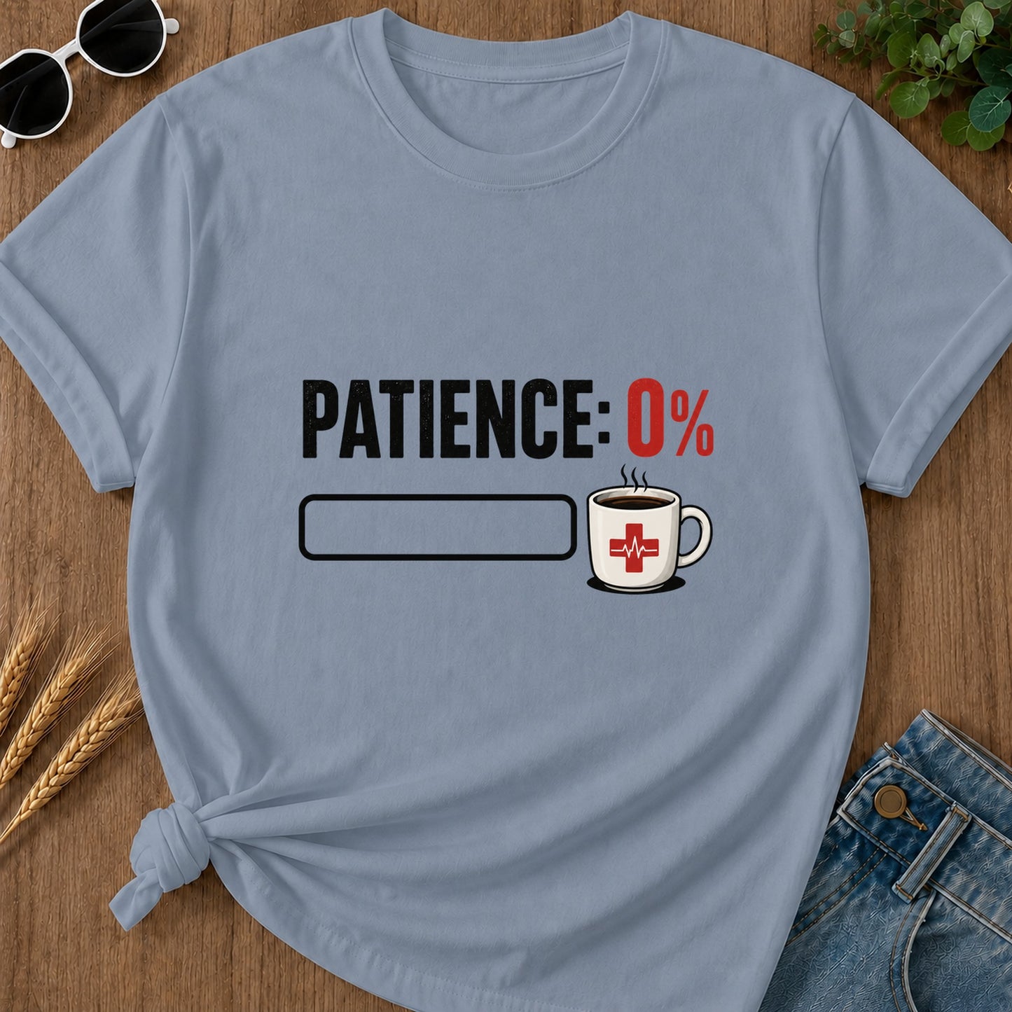 Patience Zero Percent T-Shirt - Blue Jean