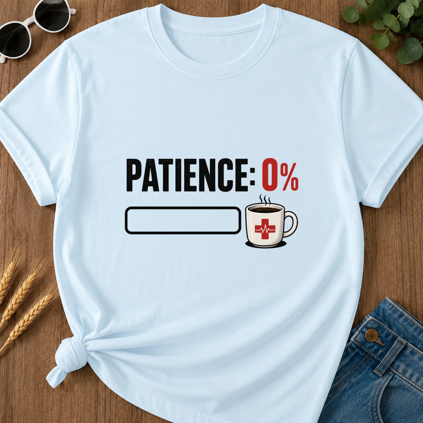Patience Zero Percent T-Shirt - Chambray