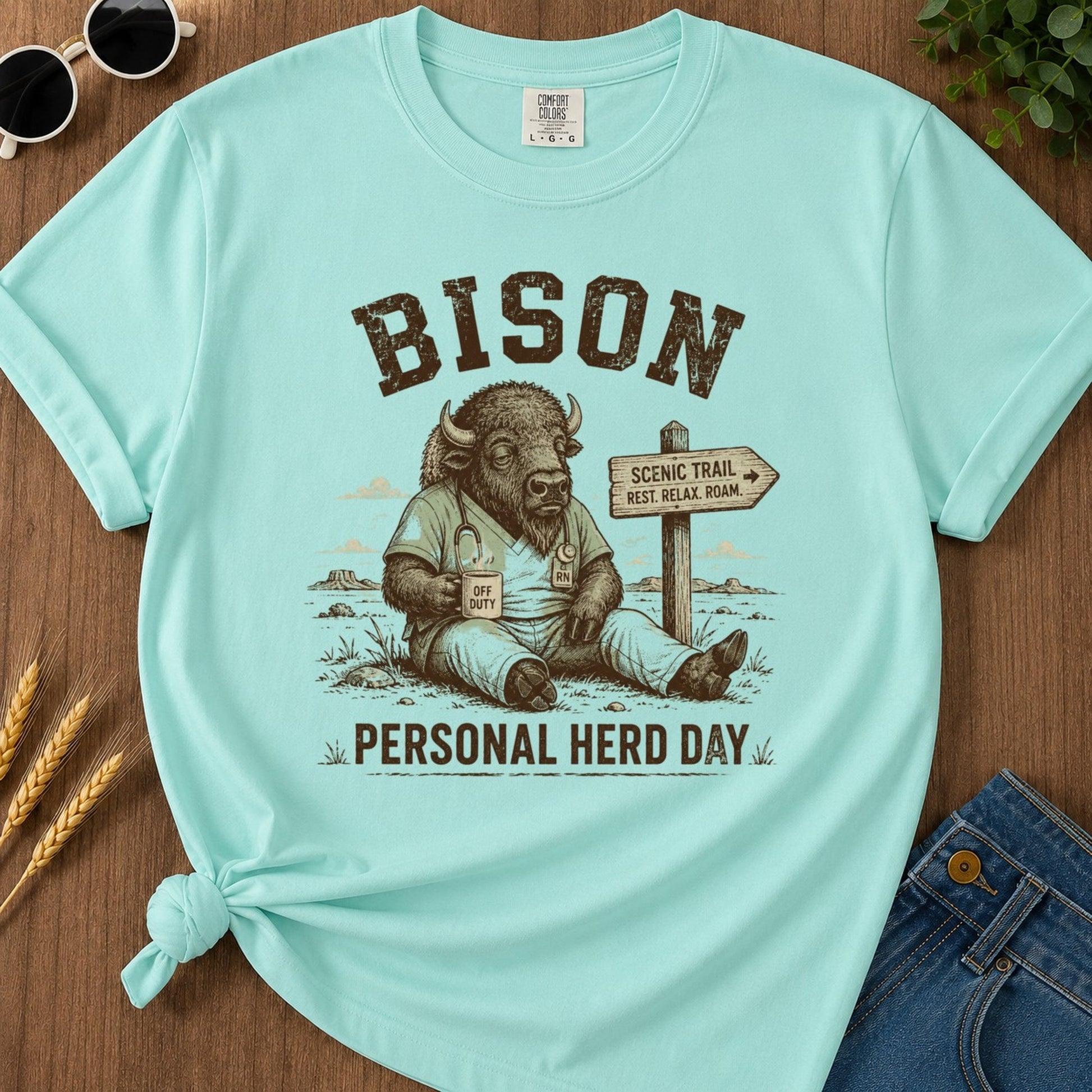 Personal Herd Day T-shirt - Chalky Mint Mockup