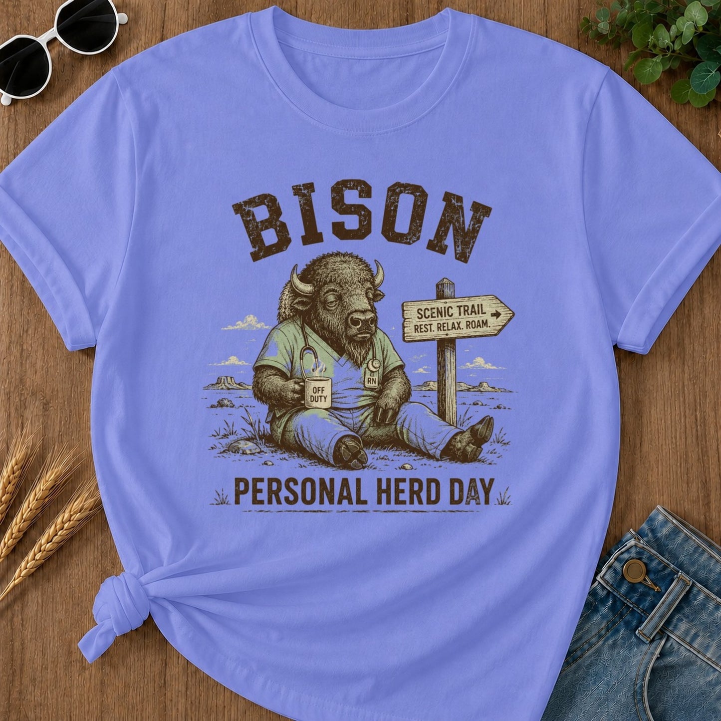 Personal Herd Day T-shirt - Flo Blue Mockup