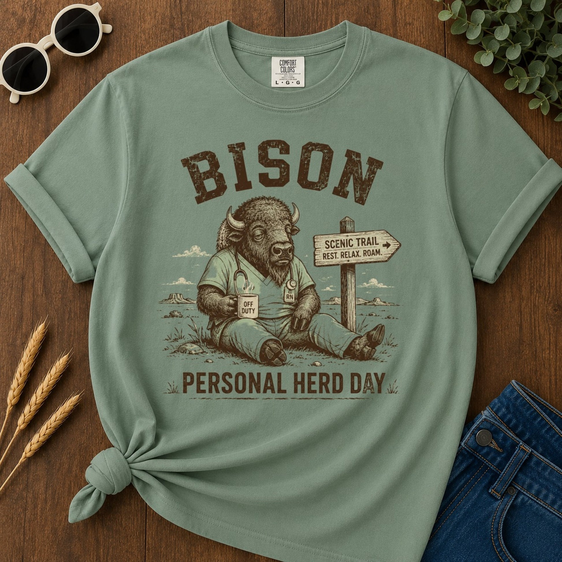 Personal Herd Day T-shirt - Light Green Mockup