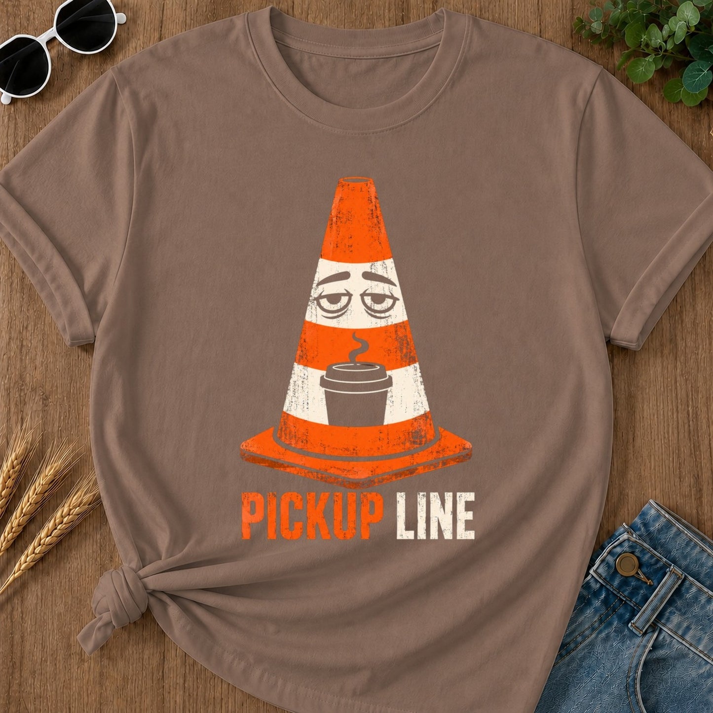 Pickup Line T-shirt - Espresso Mockup