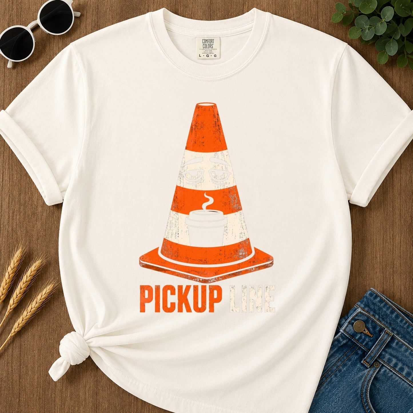 Pickup Line T-shirt - Ivory Mockup